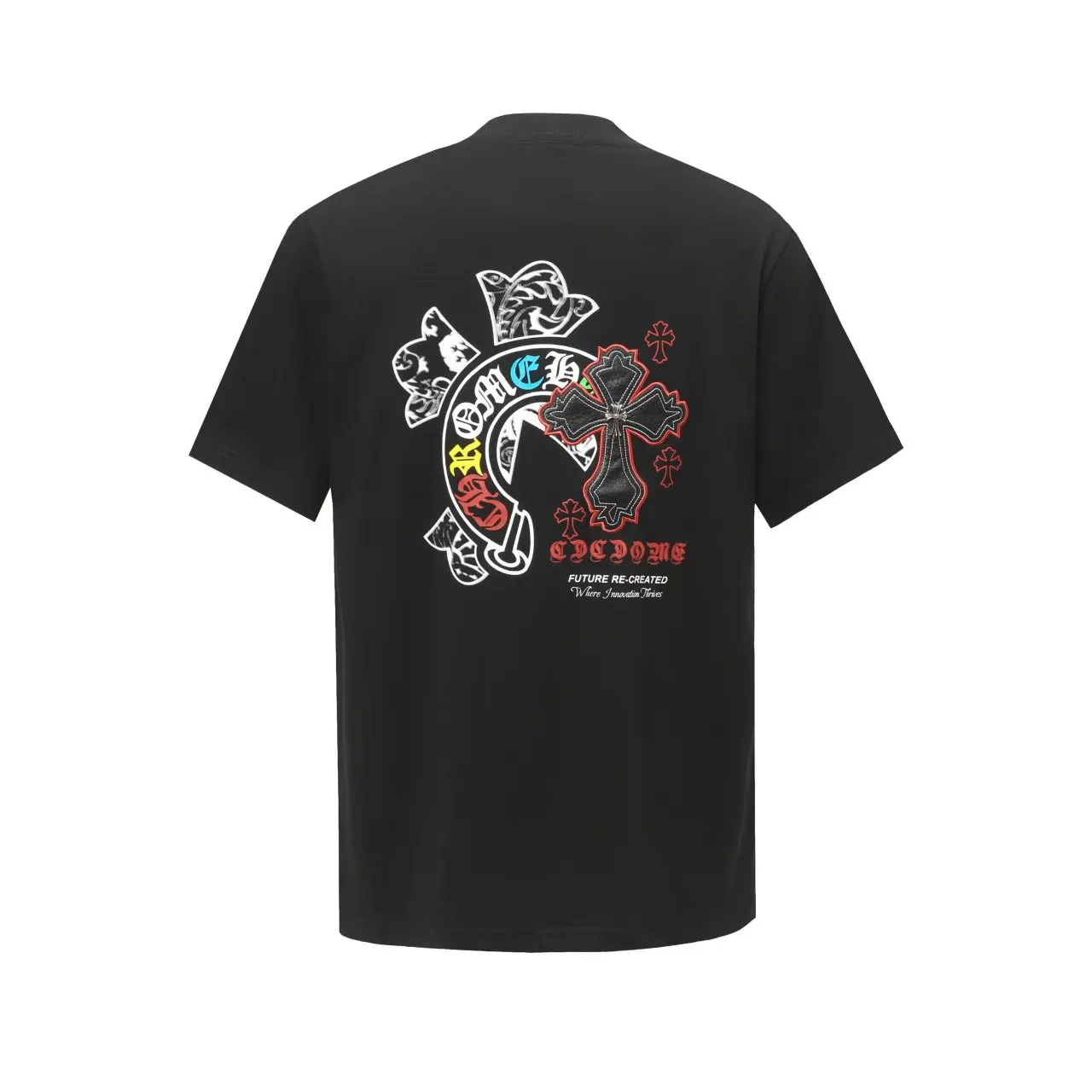 P180 Chrome Hearts* Chrome Hearts are made of 320g double yarn fabric, 1*1 Solona rib, imported digital front and rear white ink direct injection + laser embroidery, hand-nailed hardware accessories, loose version, same style for men and women. Color: Black White Size: XS S M L